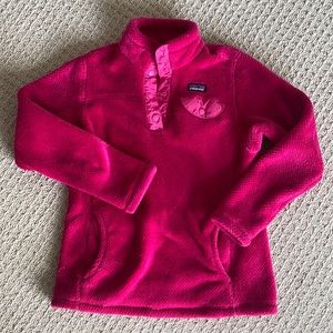 Girls Pink Patagonia Pullover Fleece M